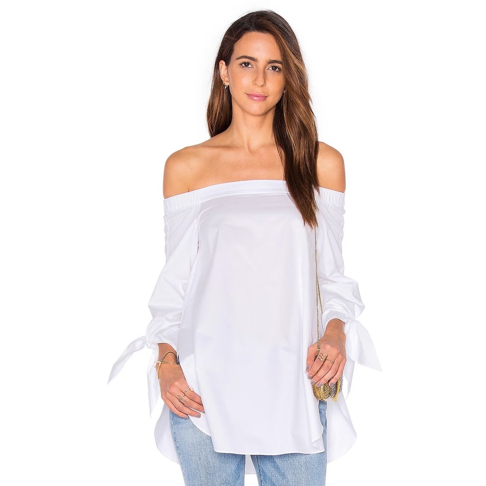 NWT Tibi Off the Shoulder Cotton Tunic in White